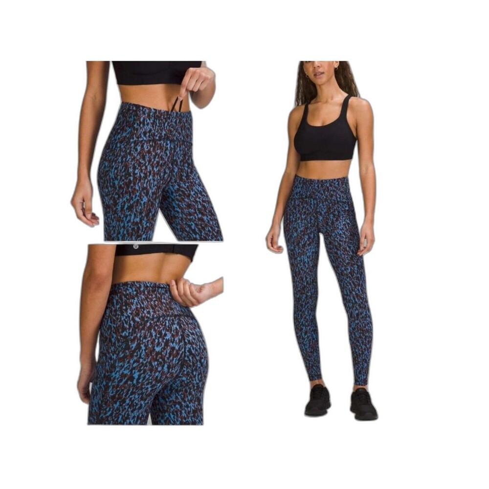 Lululemon Swift Speed HR Tight 28" Women's 4 Running Leggings Leopard Camo Blue